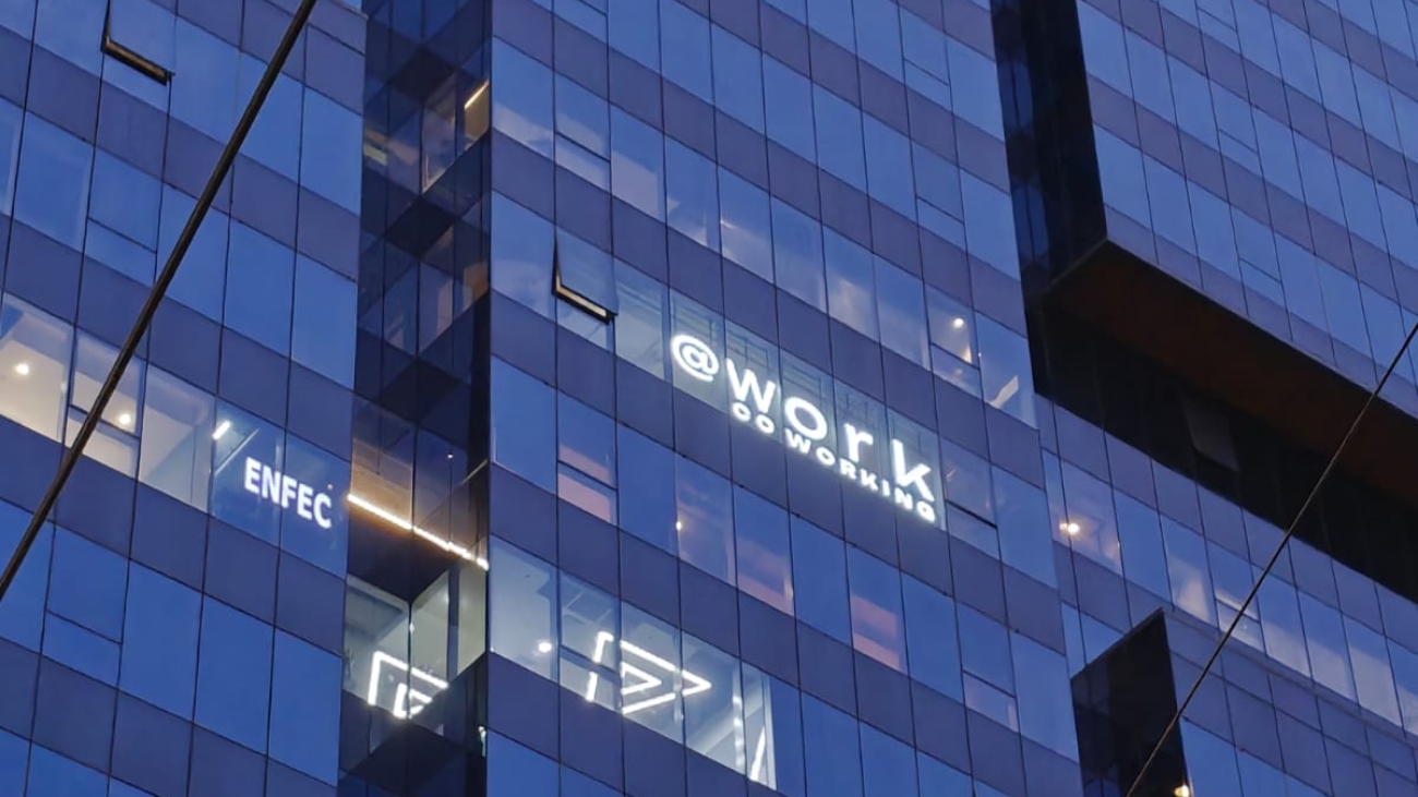 Modern coworking space in Hyderabad with open seating and bright interiors