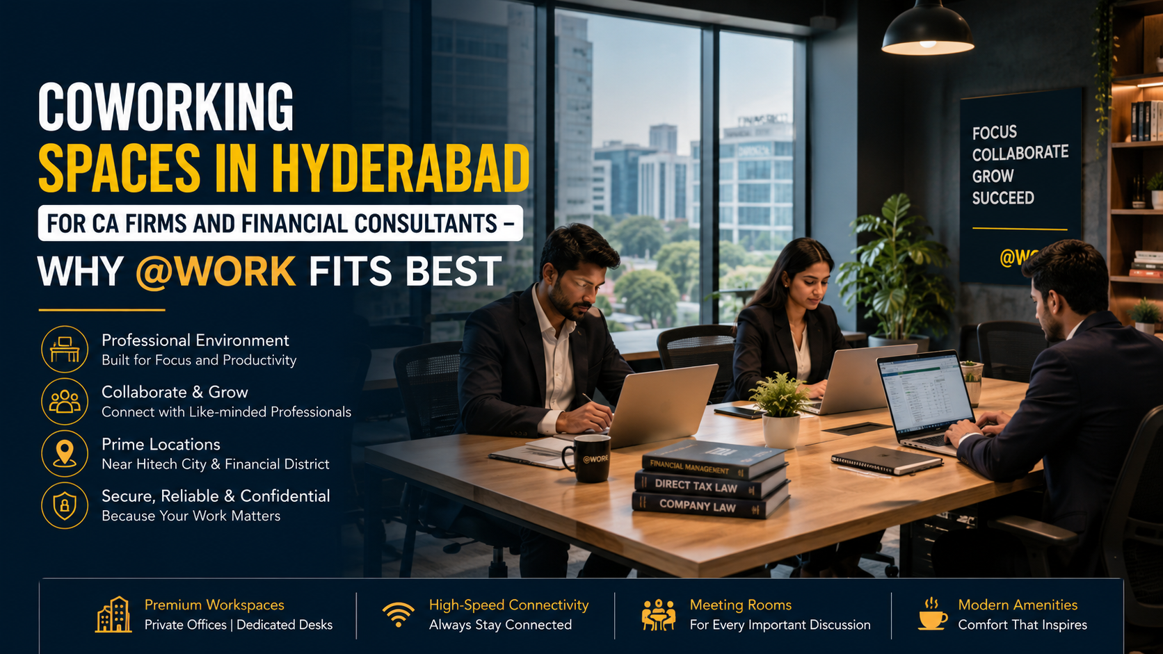 Coworking Spaces in Hyderabad for CA Firms and Financial Consultants – Why @Work Fits Best